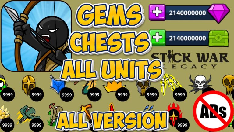 A guide on how to unlock unlimited gems, chests, all units, and the Ads Pack in Stick War Legacy