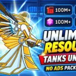 Hills of Steel thumbnail with a gold-and-white mechanical unit, resource counters, and “Unlimited Resources,” “Tanks Unlocked,” and “No Ads Pack Unlocked” text.